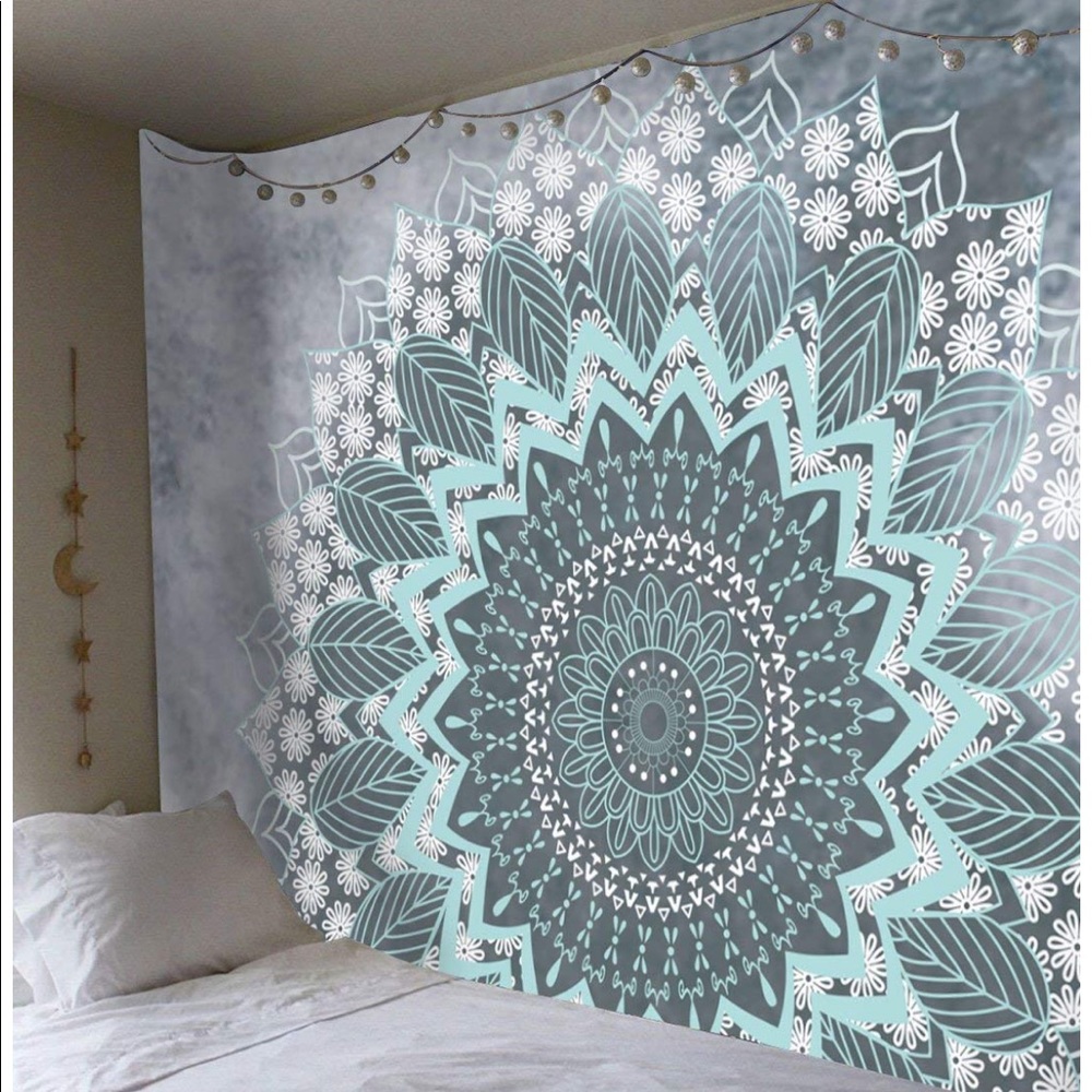 Teal and Grey Mandala Tapestry